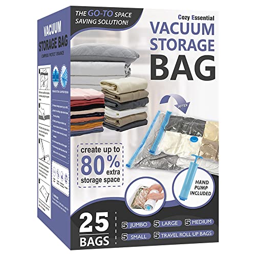 25 Pack Vacuum Storage Bags
