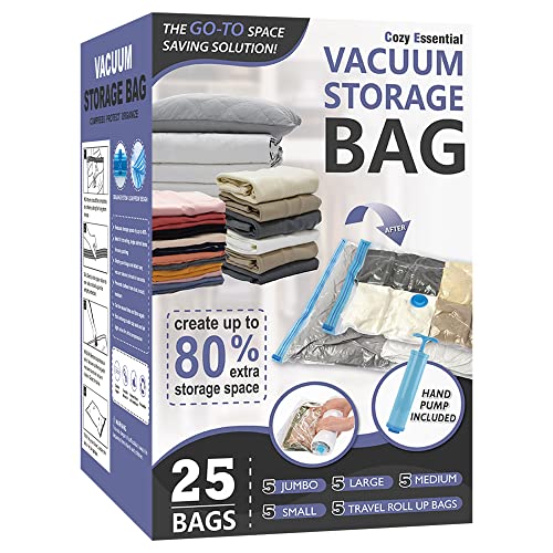 10 Large Space Saver Bags (32 x 21 inch) With BONUS Travel Pump – Vacwel