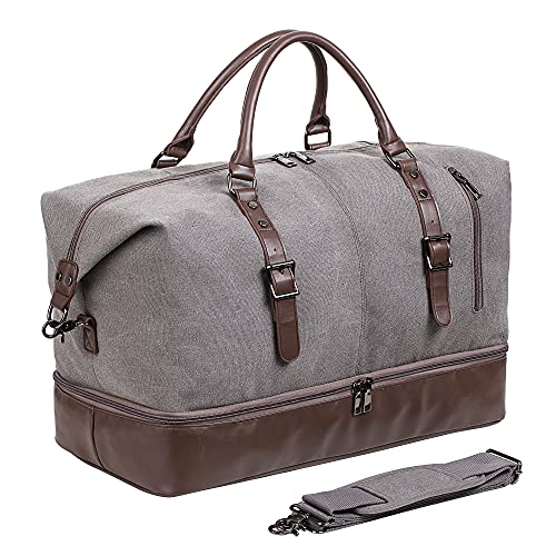 Canvas Weekender Travel Bag with Shoe Pouch