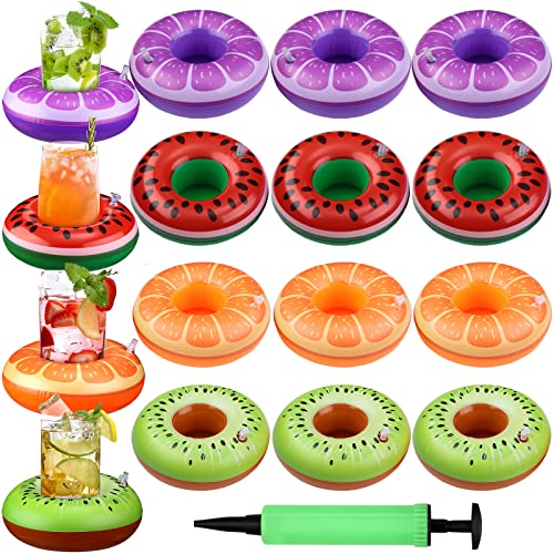 Fruit Inflatable Drink Holder Pool Floats - 12 Pieces