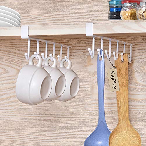 EigPluy Mug Hooks Under Cabinet Cups Wine Glasses Storage Hook