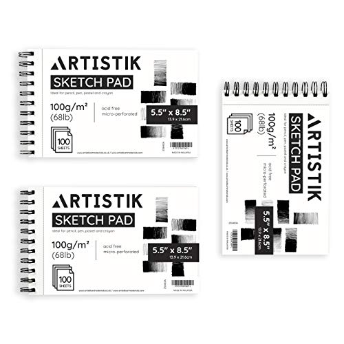 Mixed Media Sketch Book - Pack of 3, 5.5" x 8.5", 100-Sheets