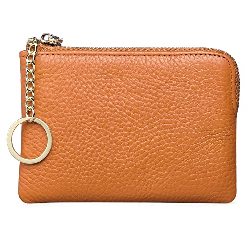 SENDEFN Genuine Leather Coin Purse Key Chain for Women