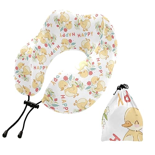 Cute Little Duck Small Flowers Neck Pillow