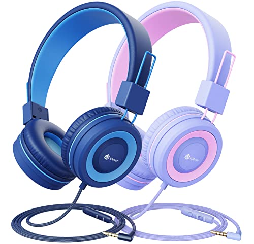 iClever Kids Headphones with Microphone - Volume Limited, Foldable