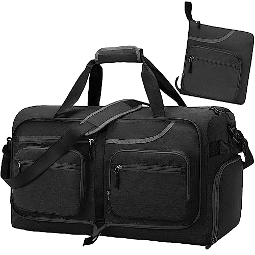 65L Foldable Travel Duffel Bag with Shoes Compartment and Wet Pocket