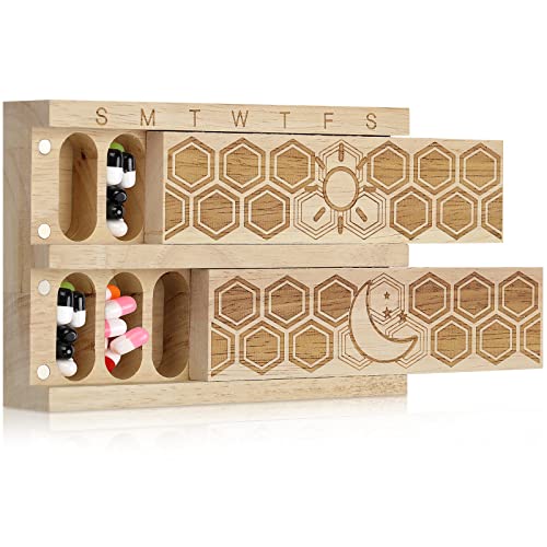 Wood Pill Organizer Vitamin Dispenser