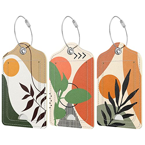 Rimilak PU Leather Luggage Tags for Suitcase, Travel Cruise Luggage Tag