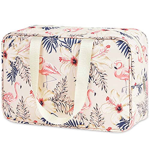 Full Size Women's Toiletry Bag - Beige Flamingo