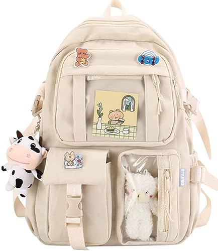 Stylifeo Kawaii Backpack with Cute Cow Plush Pin Accessories