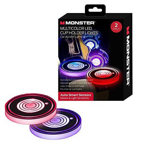 Monster Multicolor LED Cup Holder Lights - Vibrant Vehicle Ambiance