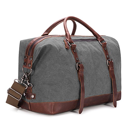 Oversized Canvas PU Leather Travel Tote Duffel Bag