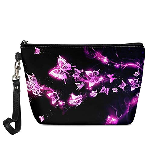 Stylish and Practical Purple Pink Butterfly Print Makeup Bag