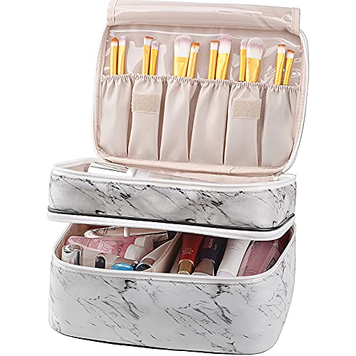 MKPCW Double-layer Makeup Bag with Brush Bag and Divider