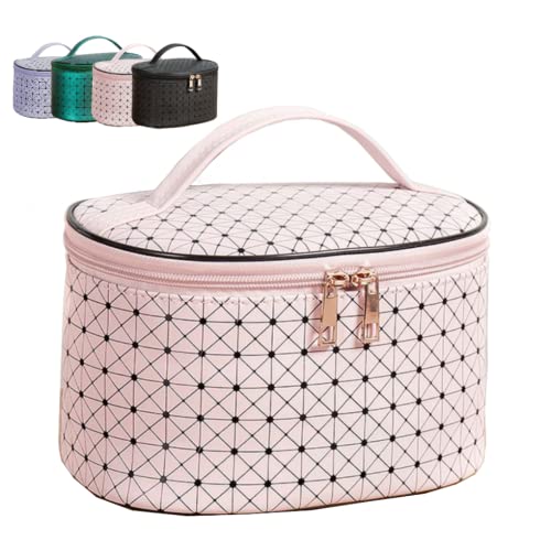 Portable Water-Resistant Round Cosmetic Travel Make Up Bag (Pink)