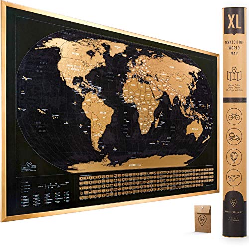 XL Scratch Off World Map with Flags - Traveler's Dream