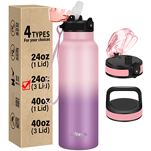 GOPPUS 24 oz Insulated Water Bottle With Straw