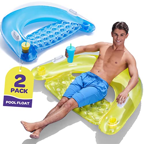 Adult Inflatable Pool Floats with Cup Holders & Handles