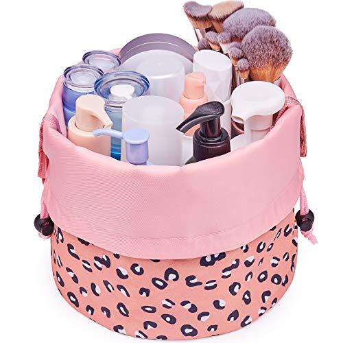 Large Barrel Drawstring Makeup Bag Travel Cosmetic Organizer
