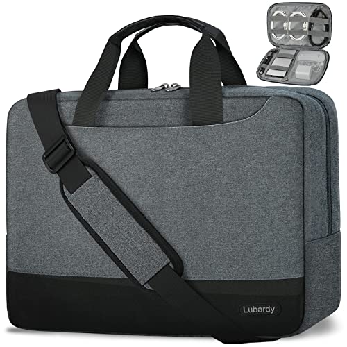 Laptop Bag 15.6 Inch Shoulder Bag with Cable Organizer Grey