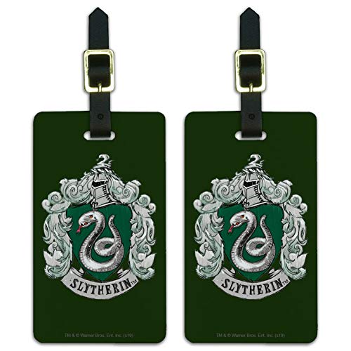 Slytherin Painted Crest Luggage ID Tags - Set of 2
