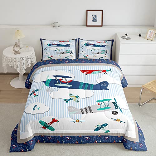 Airplane Comforter Set for Kids Bedroom Decoration