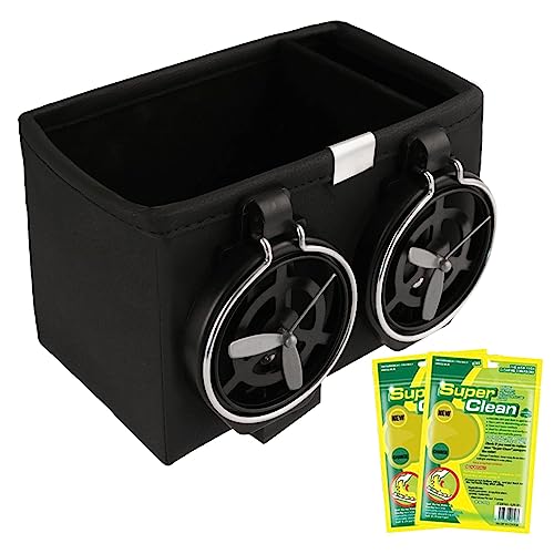 Car Armrest Storage Box with Foldable Cup Holders