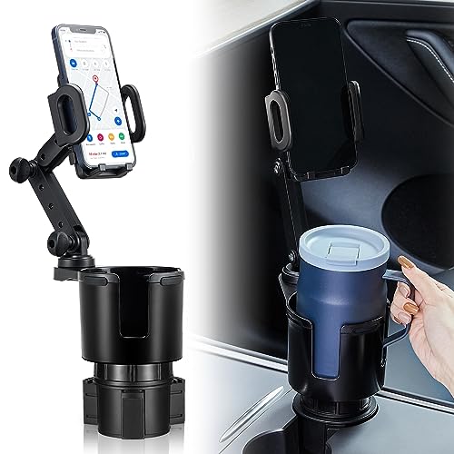 Car Cup Holder Expander with Phone Mount