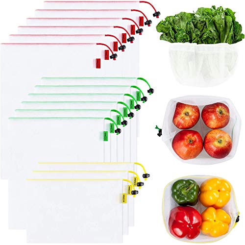 Reusable Mesh Produce Bags - Set of 15