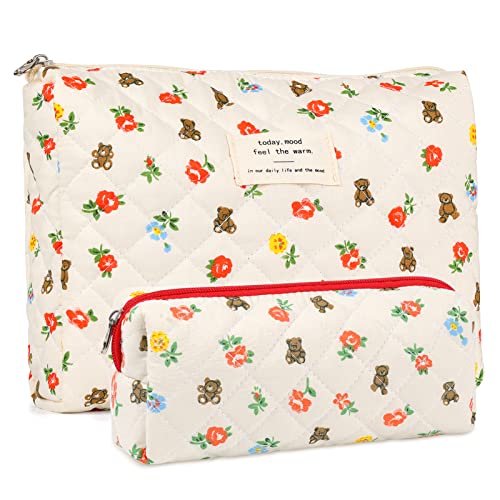 Cute Quilted Cotton Makeup Bag for Women - Travel Essential