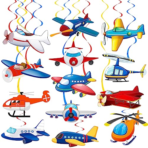 Airplane Party Hanging Swirls Decorations