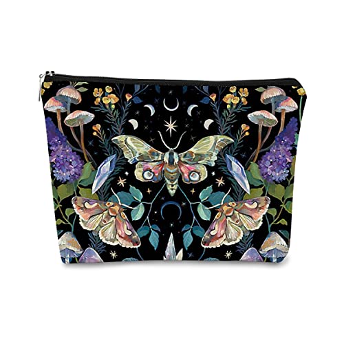 Goth Butterfly Floral Cosmetic Bag
