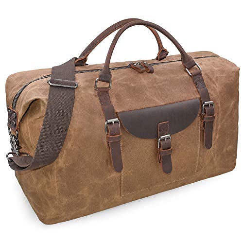 Oversized Waterproof Canvas Duffel Bag - Brown