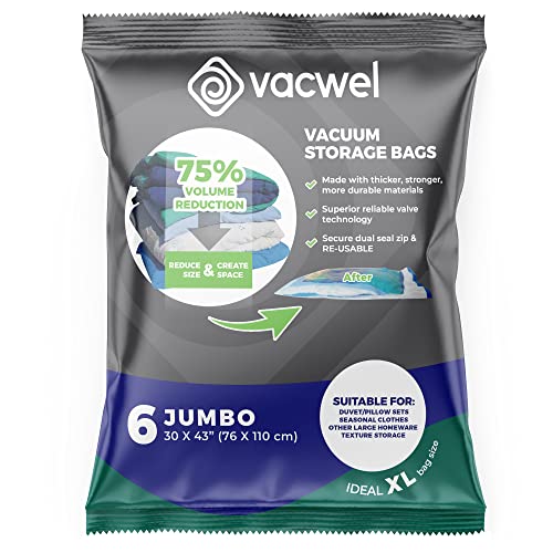 Vacwel Vacuum Storage Bags - Space Saver Jumbo Size