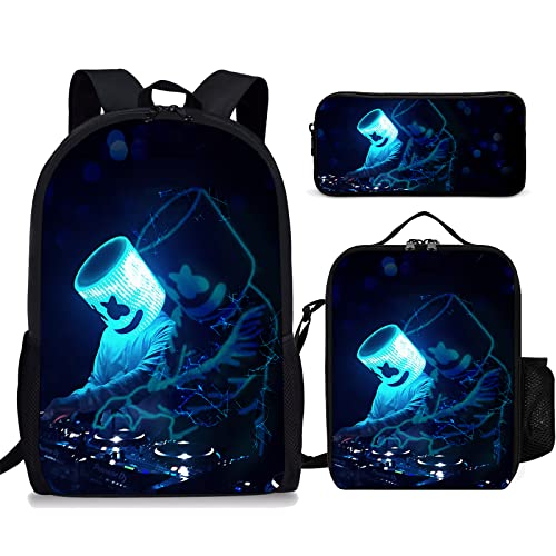 QIDOZVIY 3 in 1 DJ Backpack Lunch Box Pencil Case
