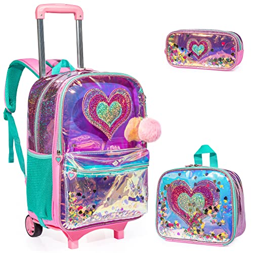 Egchescebo Kids Travel Toddler Duffle Bag with Hearts Detachable Backpack