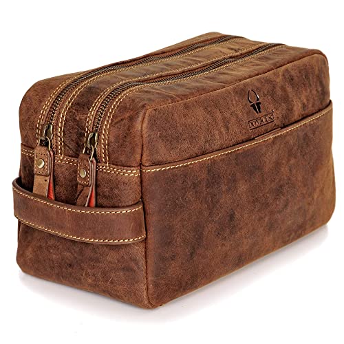 Vintage Brown Leather Toiletry Bag