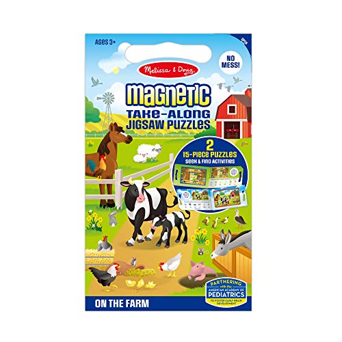 Melissa & Doug Magnetic Jigsaw Puzzles Travel Toy On the Farm