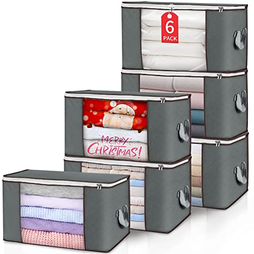 Large Storage Bags - 6 Pack Clothes Storage Bins for Travel