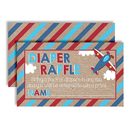 Airplane Themed Diaper Raffle Tickets for Boy Baby Showers