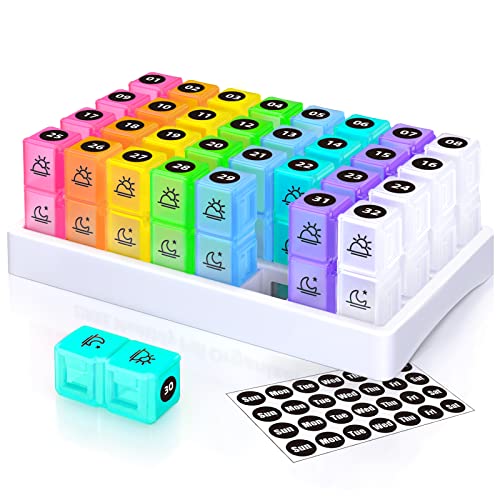 ZIKEE Monthly Pill Organizer with 32 Compartments