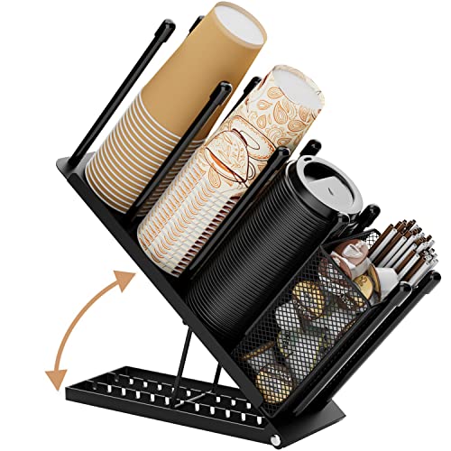 Adjustable Coffee Cup Holder Organizer with Storage Basket