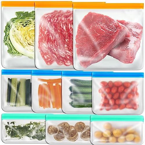 10 Pack Reusable Ziplock Bags - Food Storage and Organization