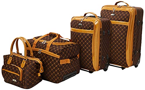 American Flyer Luggage Signature 4 Piece Set, Chocolate Gold