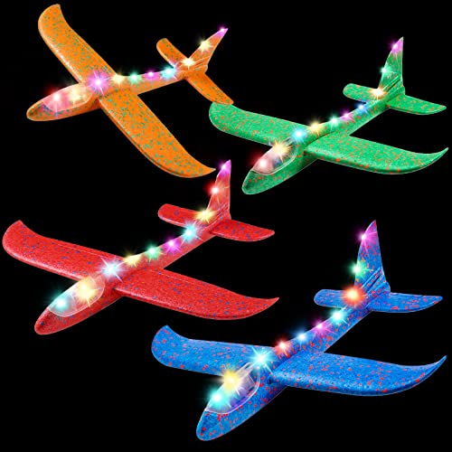 MIMIDOU Flashing Glider Plane - Night-time Foam Airplane Toy