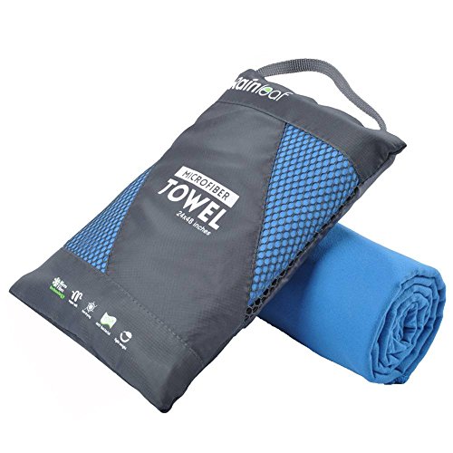 Rainleaf Microfiber Towel - Fast Drying - Super Absorbent - Ultra Compact,Blue,24 X 48 Inches