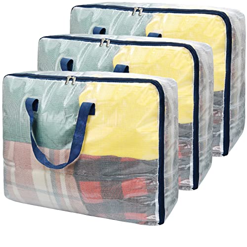 Ineetatu Clear Storage Bags with Zipper - Extra Large Capacity