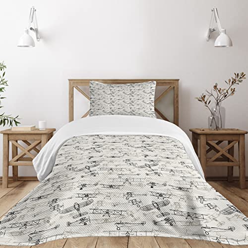 Ambesonne Airplane Bedspread - Vintage Pattern Coverlet Set