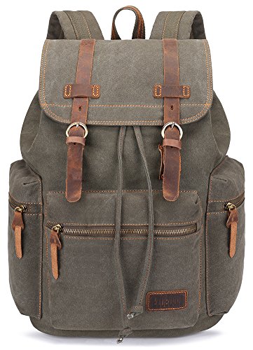 Vintage Canvas Backpack - Bluboon Casual Bookbag for Men