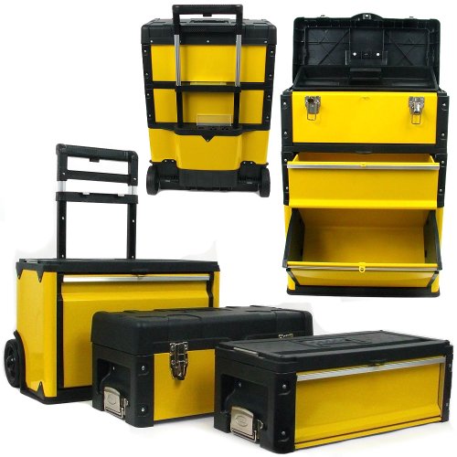 Stalwart Portable Tool Box with Compartments - 3-in-1, Black/Yellow
